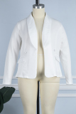 White Casual Solid Patchwork Cardigan Turn-back Collar Plus Size Overcoat