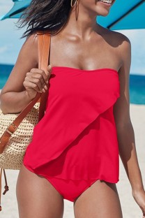 Red Sexy Casual Solid Backless Swimwears (With Paddings)