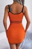 Blue Sexy Solid Hollowed Out Backless Spaghetti Strap Wrapped Skirt Dresses