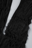 Black Sexy Casual Solid Bandage Halter Regular Jumpsuits