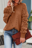 Apricot Fashion Casual Solid Hollowed Out O Neck Tops