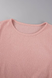 Pink Casual Solid Frenulum O Neck Long Sleeve Two Pieces