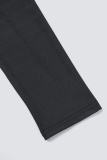 Black Casual Solid Basic U Neck Plus Size Three Piece Set