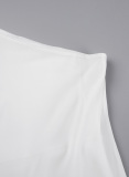 White Casual Daily Elegant Patchwork Solid Color One Shoulder Regular Jumpsuits