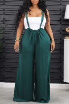 Ink Green Casual Solid Backless Regular Conventional Solid Color Bottoms