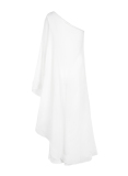 White Casual Daily Elegant Patchwork Solid Color One Shoulder Regular Jumpsuits