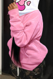 Green Casual Street Print Patchwork Pocket Zipper Hooded Collar Tops