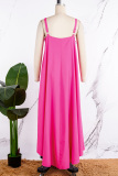 Rose Red Casual Daily Elegant Simplicity Chains Asymmetrical Solid Color A Line Dresses