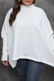 Black Casual Solid Basic Turtleneck Plus Size Tops