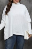 Black Casual Solid Basic Turtleneck Plus Size Tops
