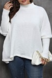 Green Casual Solid Basic Turtleneck Plus Size Tops