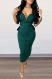 Green Casual Sweet Daily Elegant Backless Solid Color With Bow Spaghetti Strap Dresses