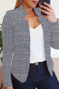 Grey Casual Print Cardigan Outerwear