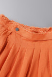 Tangerine Street Solid Patchwork Fold High Waist Type A Solid Color Bottoms