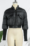 Grey Casual Solid Patchwork Zipper Collar Outerwear