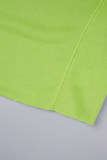 Green Casual Solid Patchwork Draw String Pocket O Neck Long Sleeve Two Pieces