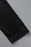 Black Red Casual Print Patchwork Zipper Collar Skinny Jumpsuits