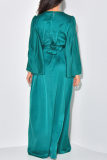 Green Elegant Solid Bandage Patchwork O Neck Long Dress Dresses
