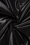 Dark Gray Elegant Solid Patchwork High Opening Mandarin Collar Sheath Dresses