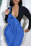 Royal Blue Casual Solid Patchwork Spaghetti Strap Regular Jumpsuits (Without Tops)