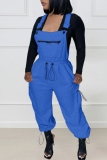 Royal Blue Casual Solid Patchwork Spaghetti Strap Regular Jumpsuits (Without Tops)