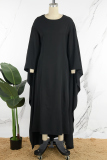 Black Casual Solid Basic O Neck Long Dress Dresses