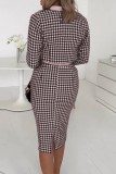 Apricot Casual Print Patchwork O Neck Long Sleeve Three Piece Set