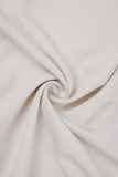 Cream White Casual Solid Basic O Neck Long Dress Dresses