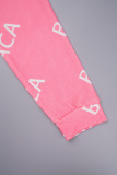Pink (Balenciaca)Casual Letter Patchwork O Neck A Line Dresses