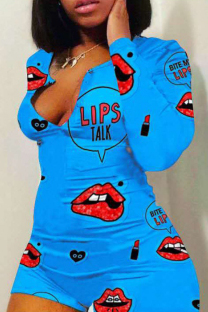 Blue Red Living Letter Patchwork Rompers