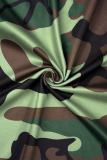 Camouflage Street Leopard Camouflage Print Tassel Patchwork Straight High Waist Straight Full Print Bottoms