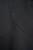 Black Casual Solid Patchwork Flounce V Neck Long Sleeve Plus Size Dresses