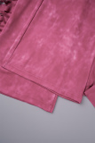 Rose Red Street Solid Tassel Patchwork U Neck Regular Jumpsuits