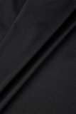 Black Elegant Color Block Bandage Patchwork Pocket V Neck Outerwear