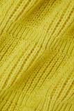 Lemon Yellow Casual Solid Patchwork Zipper Collar Tops
