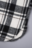 Black Casual Plaid Patchwork Turndown Collar Outerwear