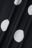 Black Casual Dot Patchwork V Neck Pencil Skirt Plus Size Dresses