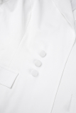 White Casual Solid Buttons Turn-back Collar Long Sleeve Two Pieces