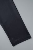 Black Casual Print Patchwork O Neck Long Dress Plus Size Dresses