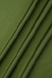 Green Casual Print Asymmetrical O Neck Plus Size Two Pieces