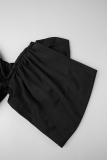 Black Sexy Elegant Fold Strapless Two Pieces