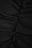 Black Sexy Elegant Fold Strapless Two Pieces