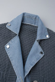 Khaki Casual Color Block Patchwork Pocket Buttons Cardigan Collar Outerwear