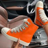 Orange Casual Patchwork Frenulum Zipper Round Comfortable Shoes