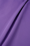 Purple Sweet Solid Bandage Patchwork O Neck Straight Dresses