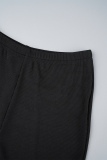 Black Casual Solid Cardigan Vests Pants Turndown Collar Long Sleeve Three Piece Set