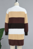 Multicolor Casual Striped Patchwork Cardigan Outerwear