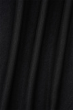 Black Sexy Solid Patchwork Appliques Pearl Zipper Spaghetti Strap Trailing Dresses