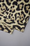 Leopard Print Sexy Casual Print Leopard Backless Spaghetti Strap Plus Size Jumpsuits