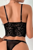 Black Sexy Casual Solid Patchwork Feathers Backless Spaghetti Strap Tops